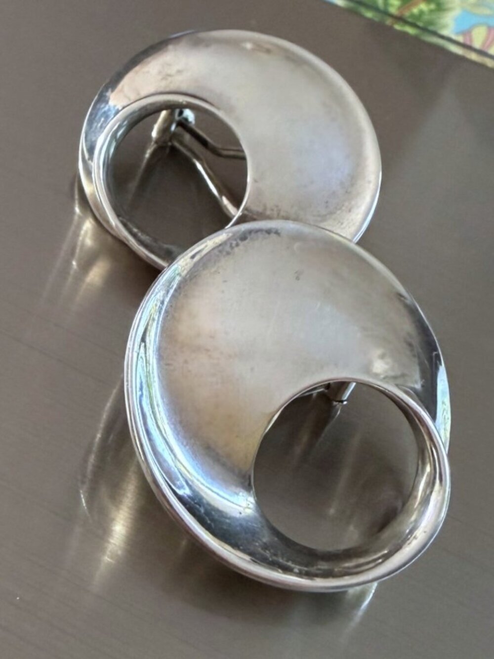 James Avery Sterling Silver Modernist Circle Clip On Earrings Retired Abstract